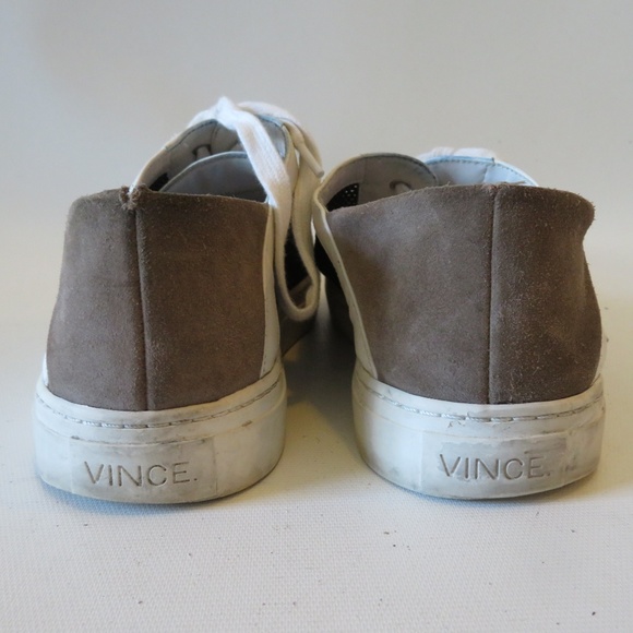 VINCE WHITE LEATHER BLACK MESH LACE UP SNEAKERS 9 - Picture 5 of 8